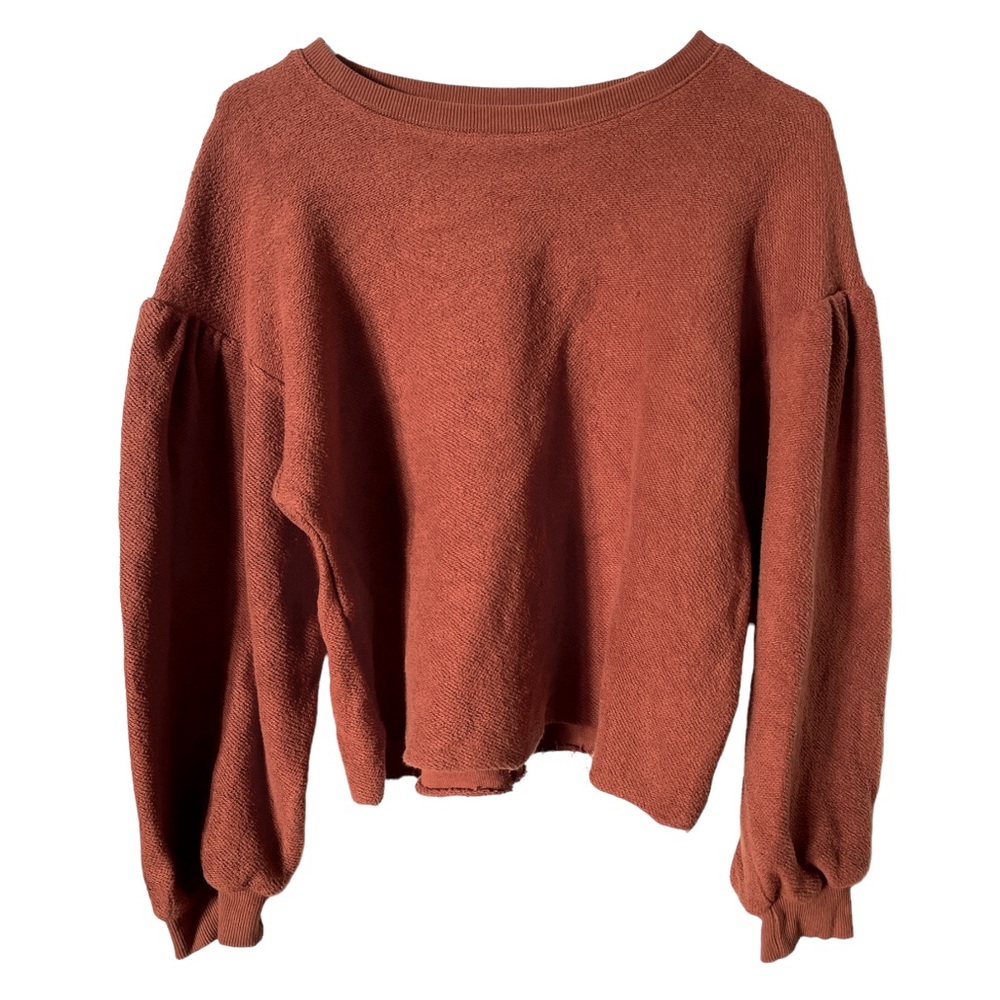Mod Ref Cropped Puff Sleeve‎ Sweatshirt Pumpkin Rust color S